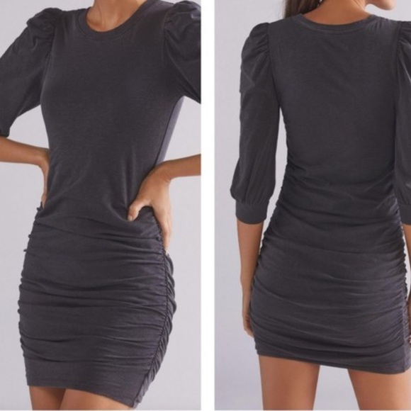 NWT Anthropologie Sundry ruched gray mini dress - Picture 14 of 14